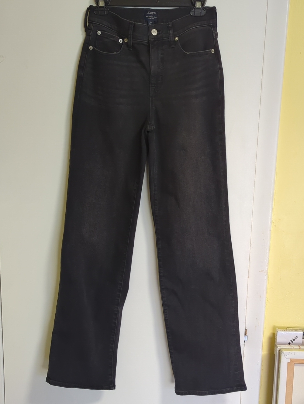J.crew factory Full Length Slime Wide Leg Faded Black Jeans Size 26T
